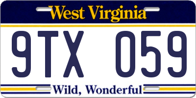 WV license plate 9TX059