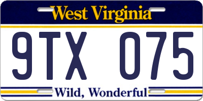 WV license plate 9TX075