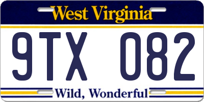 WV license plate 9TX082