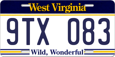 WV license plate 9TX083