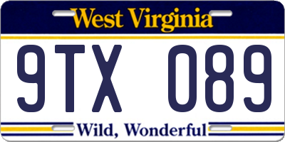 WV license plate 9TX089