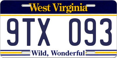 WV license plate 9TX093