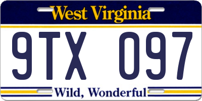 WV license plate 9TX097