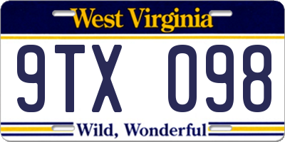 WV license plate 9TX098