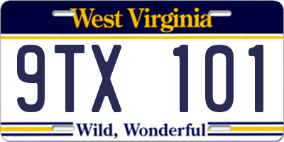 WV license plate 9TX101