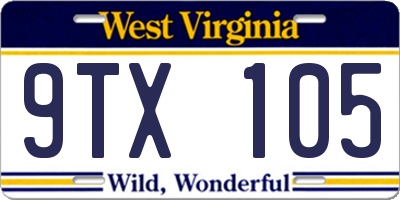 WV license plate 9TX105
