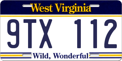 WV license plate 9TX112