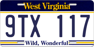 WV license plate 9TX117