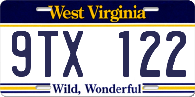 WV license plate 9TX122
