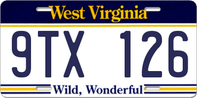 WV license plate 9TX126