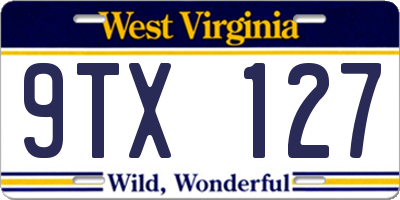 WV license plate 9TX127