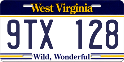 WV license plate 9TX128