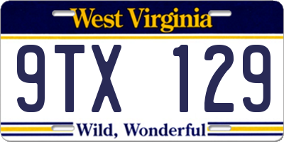 WV license plate 9TX129