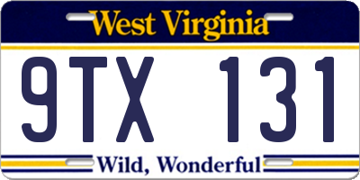 WV license plate 9TX131