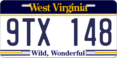 WV license plate 9TX148