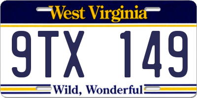 WV license plate 9TX149