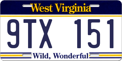WV license plate 9TX151