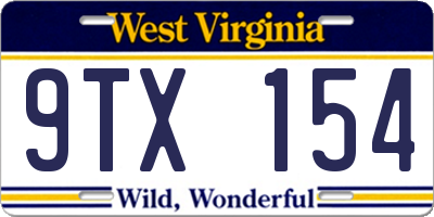 WV license plate 9TX154
