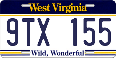 WV license plate 9TX155