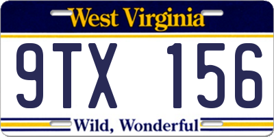 WV license plate 9TX156