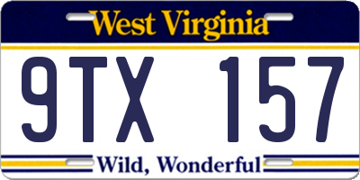 WV license plate 9TX157