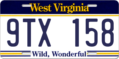WV license plate 9TX158