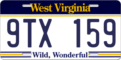 WV license plate 9TX159