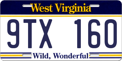 WV license plate 9TX160