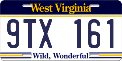 WV license plate 9TX161