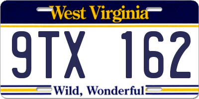 WV license plate 9TX162