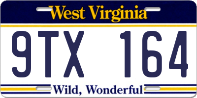 WV license plate 9TX164