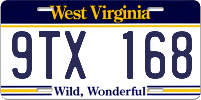 WV license plate 9TX168