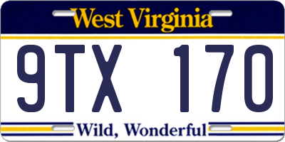 WV license plate 9TX170