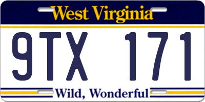 WV license plate 9TX171
