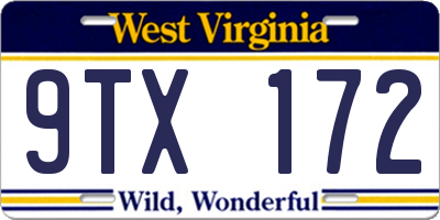 WV license plate 9TX172