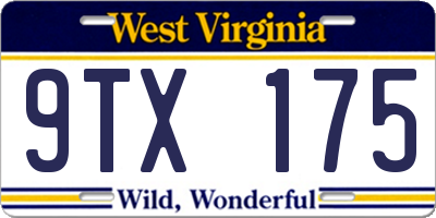 WV license plate 9TX175