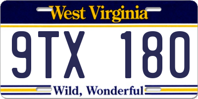 WV license plate 9TX180