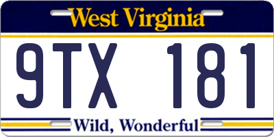 WV license plate 9TX181