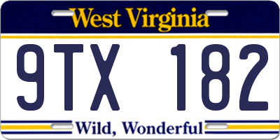 WV license plate 9TX182
