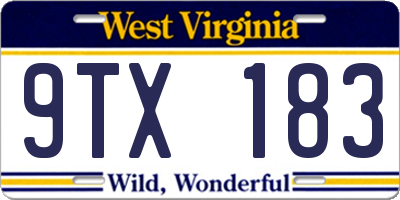 WV license plate 9TX183