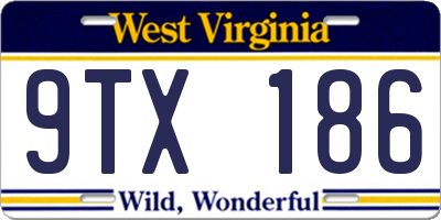 WV license plate 9TX186
