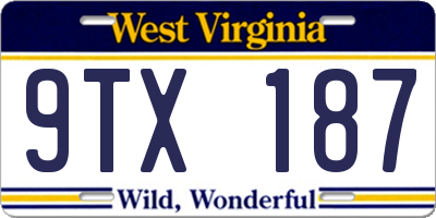 WV license plate 9TX187