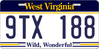 WV license plate 9TX188