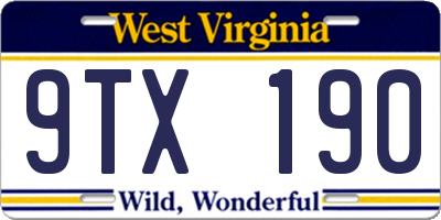 WV license plate 9TX190