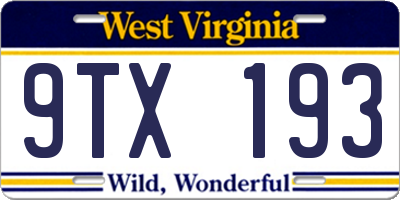 WV license plate 9TX193