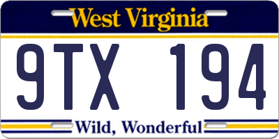 WV license plate 9TX194