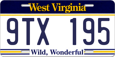 WV license plate 9TX195