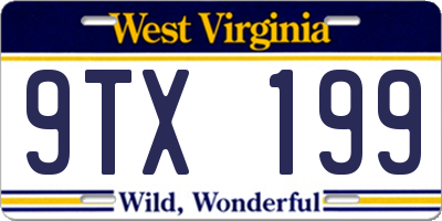 WV license plate 9TX199