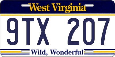 WV license plate 9TX207