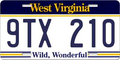 WV license plate 9TX210